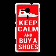 Coque Sony Xpéria SP Keep Calm Buy Shoes Rouge