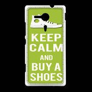 Coque Sony Xpéria SP Keep Calm Buy Shoes Vert Pomme