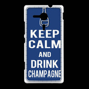 Coque Sony Xpéria SP Keep Calm Drink Champagne Bleu