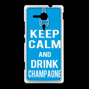 Coque Sony Xpéria SP Keep Calm Drink champagne Cyan