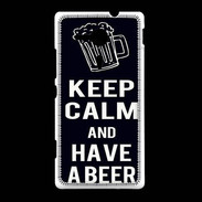 Coque Sony Xpéria SP Keep Calm Have a beer Noir