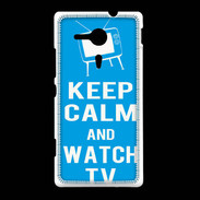 Coque Sony Xpéria SP Keep Calm Watch TV Cyan