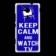 Coque Sony Xpéria SP Keep Calm Watch TV Bleu