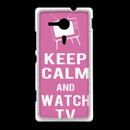 Coque Sony Xpéria SP Keep Calm Watch TV Rose