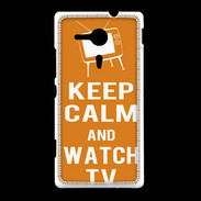 Coque Sony Xpéria SP Keep Calm Watch TV Orange