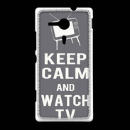 Coque Sony Xpéria SP Keep Calm Watch TV Gris