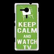 Coque Sony Xpéria SP Keep Calm Watch TV Vert