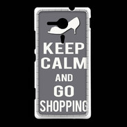 Coque Sony Xpéria SP Keep Calm go shopping Gris
