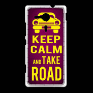 Coque Sony Xpéria SP Keep Calm and Take o road 2 Rose