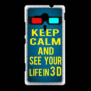 Coque Sony Xpéria SP Keep Calm and See your life 3D Bleu