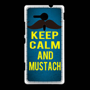 Coque Sony Xpéria SP Keep Calm and Mustach Bleu