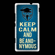 Coque Sony Xpéria SP Keep Calm and Be Anonymous Bleu