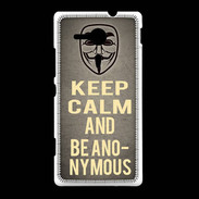 Coque Sony Xpéria SP Keep Calm and Be Anonymous Gris
