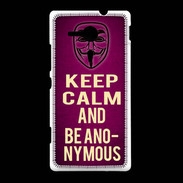 Coque Sony Xpéria SP Keep Calm and Be Anonymous Rose