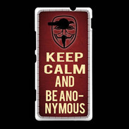 Coque Sony Xpéria SP Keep Calm and Be Anonymous Rouge
