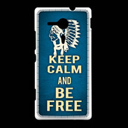 Coque Sony Xpéria SP Keep Calm and Be Free Bleu