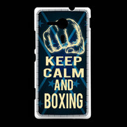 Coque Sony Xpéria SP Keep Calm and Boxing Bleu