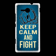 Coque Sony Xpéria SP Keep Calm and Fight Bleu
