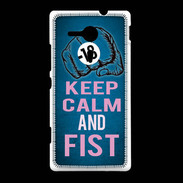 Coque Sony Xpéria SP Keep Calm and Fist BLeu