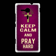 Coque Sony Xpéria SP Keep Calm and Pray Christian Rose