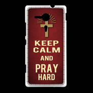 Coque Sony Xpéria SP Keep Calm and Pray Christian Rouge