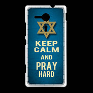 Coque Sony Xpéria SP Keep Calm and Pray jewish BLeu