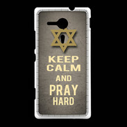 Coque Sony Xpéria SP Keep Calm and Pray jewish Gris