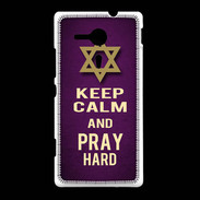 Coque Sony Xpéria SP Keep Calm and Pray jewish Violet