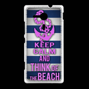 Coque Sony Xpéria SP Keep Calm and Think Beach Bleu