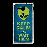 Coque Sony Xpéria SP Keep Calm and Wait Alien Bleu