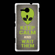 Coque Sony Xpéria SP Keep Calm and Wait Alien Gris