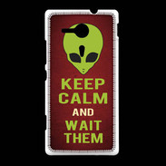Coque Sony Xpéria SP Keep Calm and Wait Alien Rouge