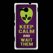 Coque Sony Xpéria SP Keep Calm and Wait Alien Violet
