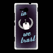 Coque Sony Xpéria SP In anonymous We trust bleu ZG