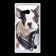 Coque Nokia Lumia 735 Bulldog français avec casque de musique