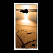 Coque Nokia Lumia 735 Coeur sur la plage avec couché de soleil