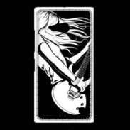 Coque Nokia Lumia 735 Musicienne guitare électrique en noir et blanc