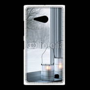Coque Nokia Lumia 735 paysage hiver deux lanternes