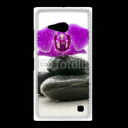 Coque Nokia Lumia 735 Orchidée violette sur galet noir