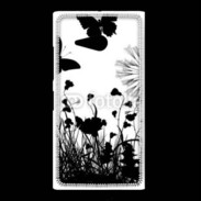 Coque Nokia Lumia 735 Papillon en noir et blanc