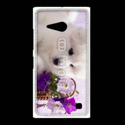 Coque Nokia Lumia 735 Chiot blanc et fleur violette