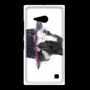 Coque Nokia Lumia 735 Lapin noir et blanc dans un chapeau