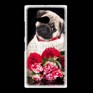 Coque Nokia Lumia 735 Chiot et fleurs rouges