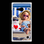 Coque Nokia Lumia 735 Petite fille avec bonhomme de neige a la plage