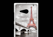 Coque Nokia Lumia 735 Tour Eiffel rouge sur fond en noir et blanc