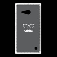 Coque Nokia Lumia 735 moustache gris & blanc
