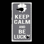 Coque Nokia Lumia 735 Keep Calm Be lucky Gris