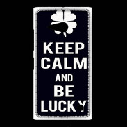 Coque Nokia Lumia 735 Keep Calm Be lucky Noir