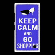 Coque Nokia Lumia 735 Keep Calm Go Shopping Bleu