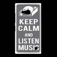 Coque Nokia Lumia 735 Keep Calm Listen music Gris